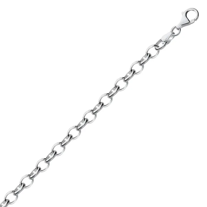 MayaMila Bracelets Sterling Silver Polished Charm Bracelet with Rhodium Plating