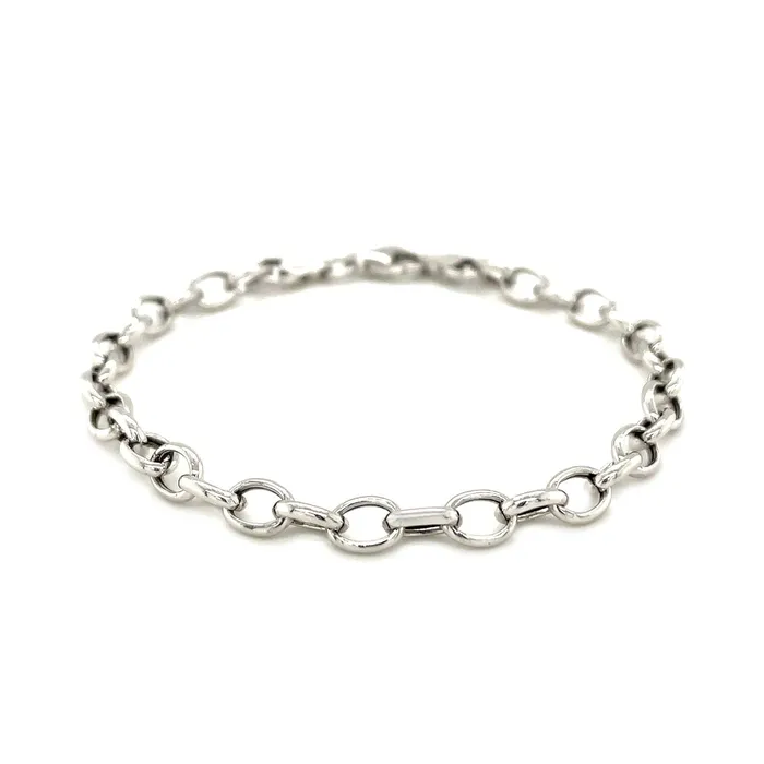 MayaMila Bracelets Sterling Silver Polished Charm Bracelet with Rhodium Plating