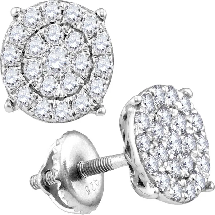 mayamila Earrings 10kt White Gold Womens Round Diamond Cindys Dream Cluster Earrings 100 Cttw mayamila Earrings 10kt White Gold Womens Round Diamond Cindys Dream Cluster Earrings 100 Cttw