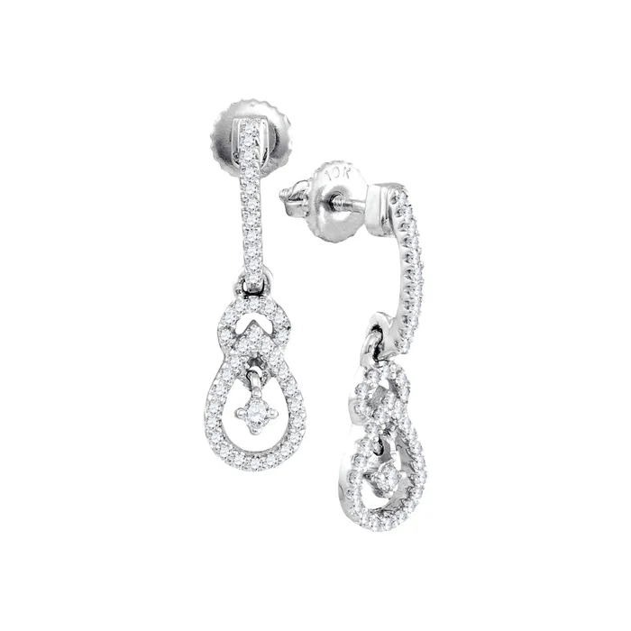 mayamila Earrings 10kt White Gold Womens Round Diamond Dangle Earrings 15 Cttw mayamila Earrings 10kt White Gold Womens Round Diamond Dangle Earrings 15 Cttw