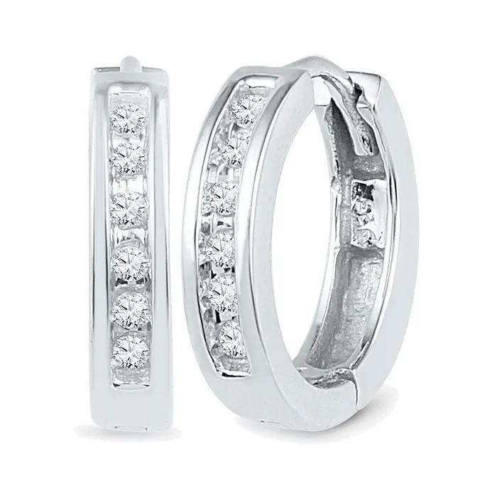 mayamila Earrings 10kt White Gold Womens Round Diamond Hoop Earrings 18 Cttw mayamila Earrings 10kt White Gold Womens Round Diamond Hoop Earrings 18 Cttw