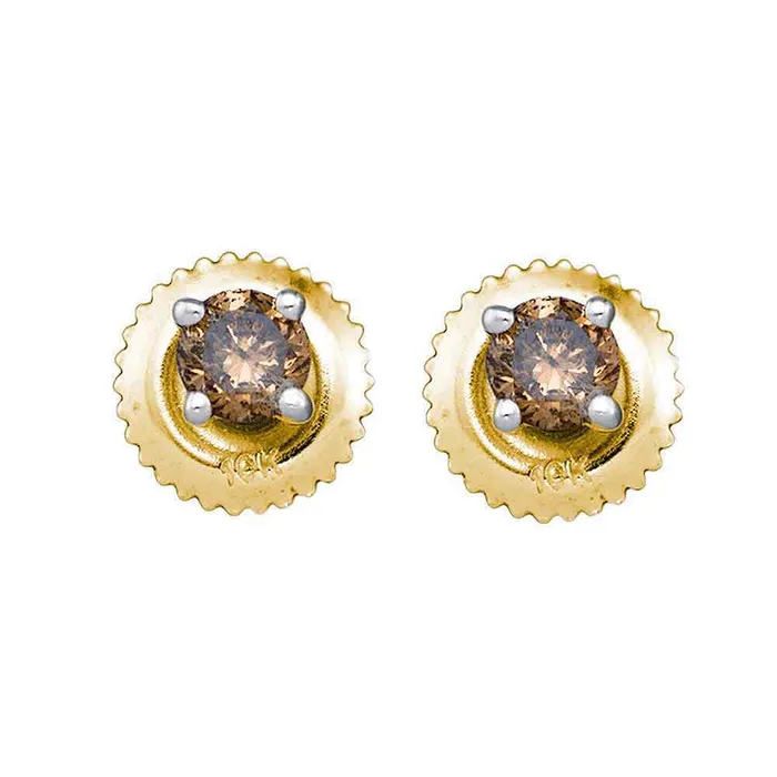mayamila Earrings 10kt Yellow Gold Womens Round Cognacbrown Color Enhanced Diamond Solitaire Screwback Earrings 100 Cttw mayamila Earrings 10kt Yellow Gold Womens Round Cognacbrown Color Enhanced Diamond Solitaire Screwback Earrings 100 Cttw