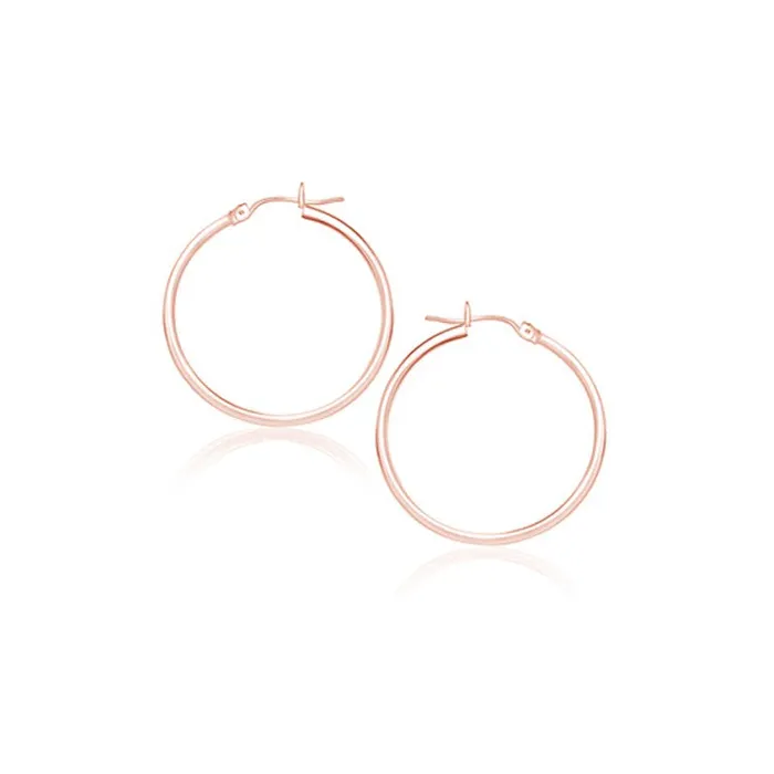 MayaMila Earrings 14k Rose Gold Polished Hoop Earrings 25 mm