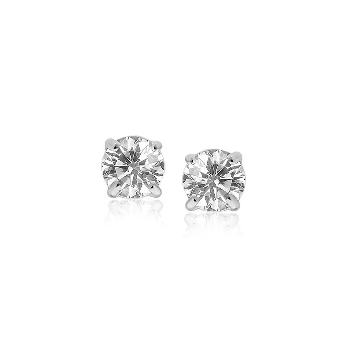 MayaMila Earrings Sterling Silver Stud Earrings with White Hue Faceted Cubic Zirconia MayaMila Earrings Sterling Silver Stud Earrings with White Hue Faceted Cubic Zirconia