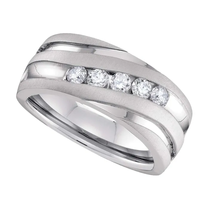 mayamila Rings 10k White Gold Mens Round Diamond Wedding Anniversary Band Ring 100 Cttw mayamila Rings 10k White Gold Mens Round Diamond Wedding Anniversary Band Ring 100 Cttw
