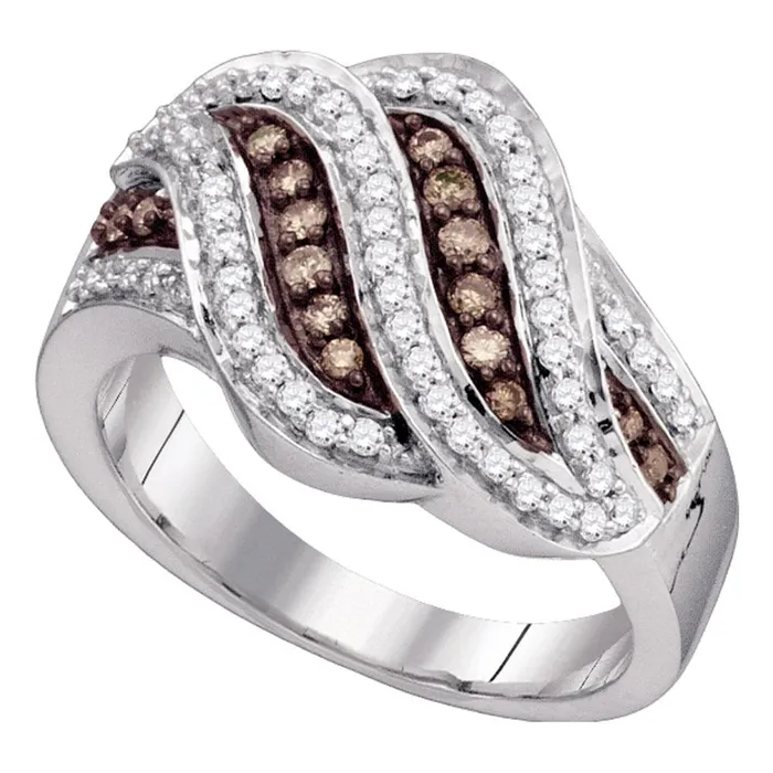 mayamila Rings 10kt White Gold Womens Round Cognacbrown Color Enhanced Diamond Band Ring 12 Cttw mayamila Rings 10kt White Gold Womens Round Cognacbrown Color Enhanced Diamond Band Ring 12 Cttw