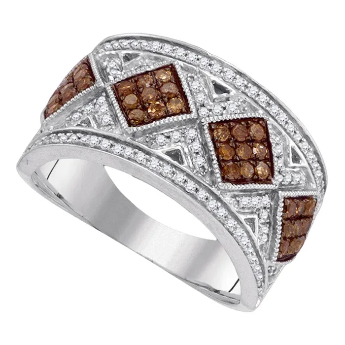 mayamila Rings 10kt White Gold Womens Round Cognacbrown Color Enhanced Diamond Band Ring 58 Cttw mayamila Rings 10kt White Gold Womens Round Cognacbrown Color Enhanced Diamond Band Ring 58 Cttw