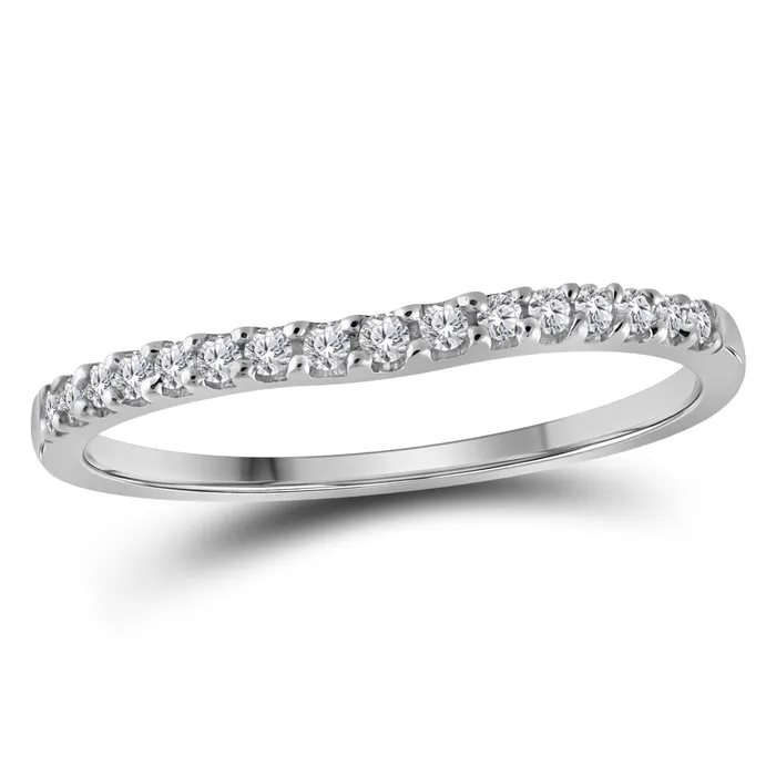 mayamila Rings 10kt White Gold Womens Round Diamond Single Row Contoured Wedding Band 16 Cttw mayamila Rings 10kt White Gold Womens Round Diamond Single Row Contoured Wedding Band 16 Cttw