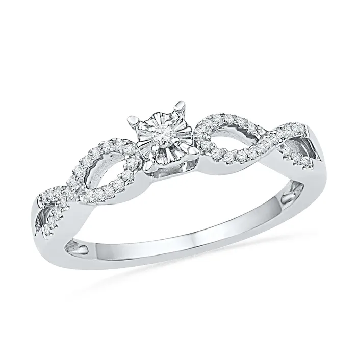 mayamila Rings 10kt White Gold Womens Round Diamond Solitaire Twist Promise Bridal Ring 16 Cttw mayamila Rings 10kt White Gold Womens Round Diamond Solitaire Twist Promise Bridal Ring 16 Cttw