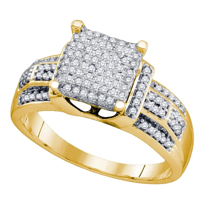 mayamila Rings 10kt Yellow Gold Womens Round Diamond Square Cluster Bridal Wedding Engagement Ring 38 Cttw mayamila Rings 10kt Yellow Gold Womens Round Diamond Square Cluster Bridal Wedding Engagement Ring 38 Cttw