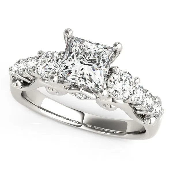mayamila Rings 14K White Gold 3 Stone Princess Cut Antique Design Diamond Engagement Ring 1 34 ct tw mayamila Rings 14K White Gold 3 Stone Princess Cut Antique Design Diamond Engagement Ring 1 34 ct tw