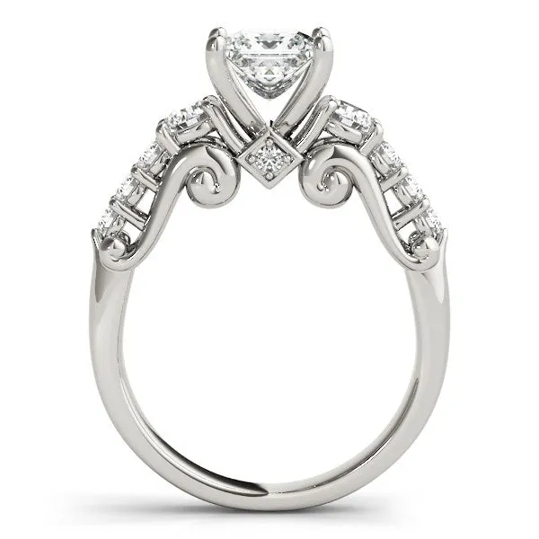 mayamila Rings 14K White Gold 3 Stone Princess Cut Antique Design Diamond Engagement Ring 1 34 ct tw