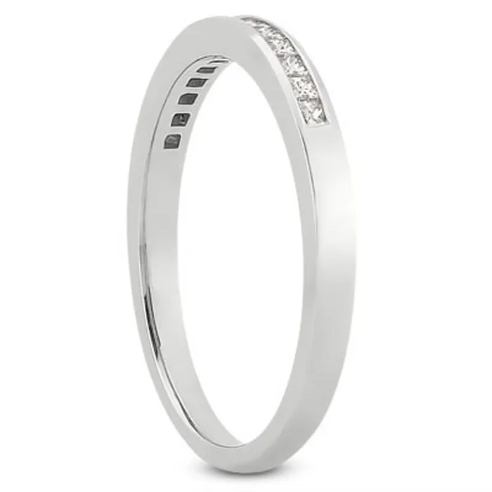 MayaMila Rings 14k White Gold Channel Set Princess Diamond Wedding Ring Band