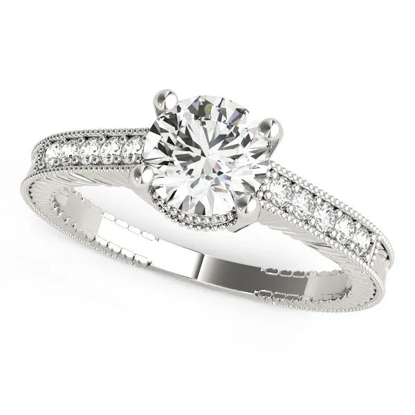 mayamila Rings 14K White Gold Round Antique Style Diamond Engagement Ring 1 18 ct tw mayamila Rings 14K White Gold Round Antique Style Diamond Engagement Ring 1 18 ct tw