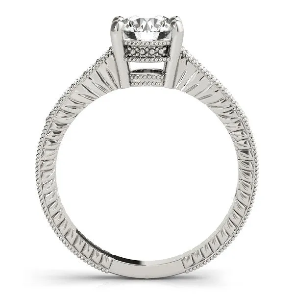 mayamila Rings 14K White Gold Round Antique Style Diamond Engagement Ring 1 18 ct tw