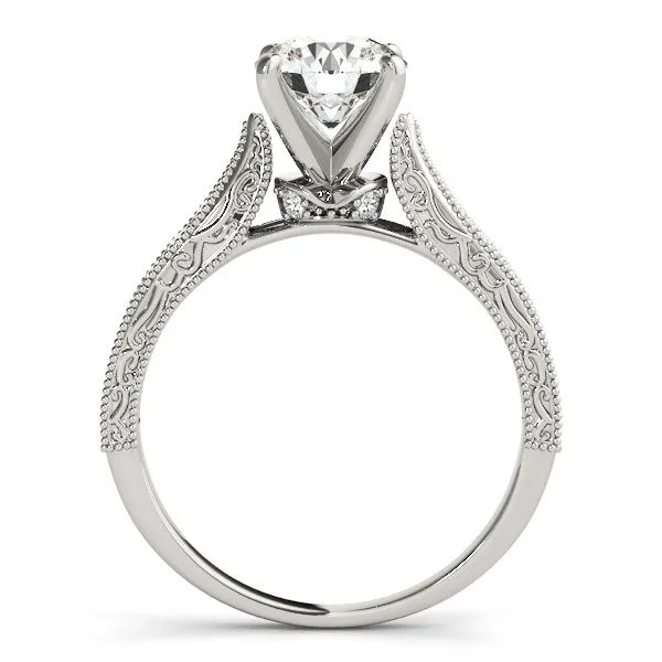 mayamila Rings 14K White Gold Round Pronged Antique Design Diamond Engagement Ring 1 58 ct tw