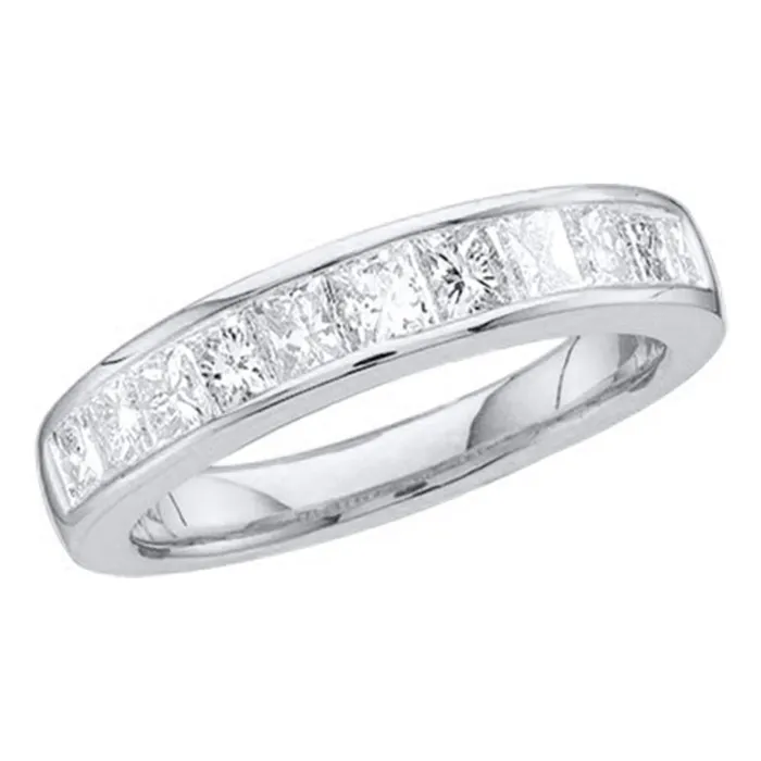 mayamila Rings 14kt White Gold Womens Princess Channelset Diamond Single Row Wedding Band 12 Cttw mayamila Rings 14kt White Gold Womens Princess Channelset Diamond Single Row Wedding Band 12 Cttw