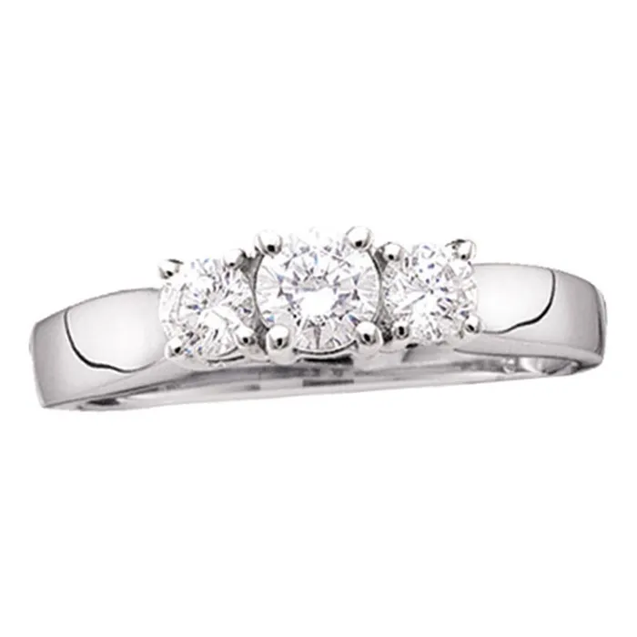 mayamila Rings 14kt White Gold Womens Round Diamond 3stone Bridal Wedding Engagement Ring 34 Cttw mayamila Rings 14kt White Gold Womens Round Diamond 3stone Bridal Wedding Engagement Ring 34 Cttw