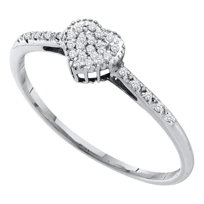 mayamila Rings 14kt White Gold Womens Round Diamond Heart Love Ring 112 Cttw mayamila Rings 14kt White Gold Womens Round Diamond Heart Love Ring 112 Cttw