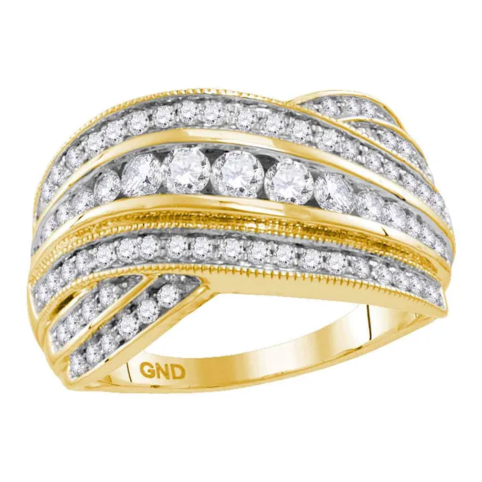mayamila Rings 14kt Yellow Gold Womens Round Diamond Crossover Fashion Band Ring 100 Cttw mayamila Rings 14kt Yellow Gold Womens Round Diamond Crossover Fashion Band Ring 100 Cttw