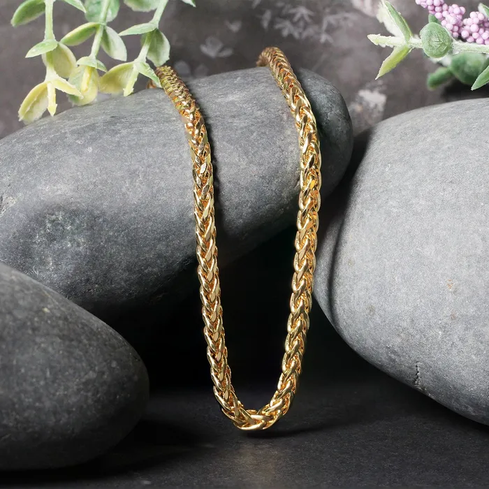 MayaMila Rings 41mm 14k Yellow Gold Diamond Cut Round Franco Chain
