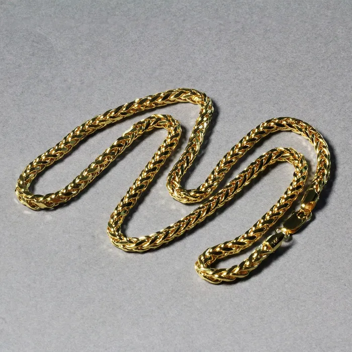MayaMila Rings 41mm 14k Yellow Gold Diamond Cut Round Franco Chain