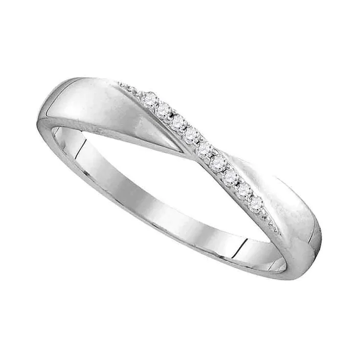 mayamila Rings Sterling Silver Womens Round Diamond Crossover Single Row Band 120 Cttw mayamila Rings Sterling Silver Womens Round Diamond Crossover Single Row Band 120 Cttw