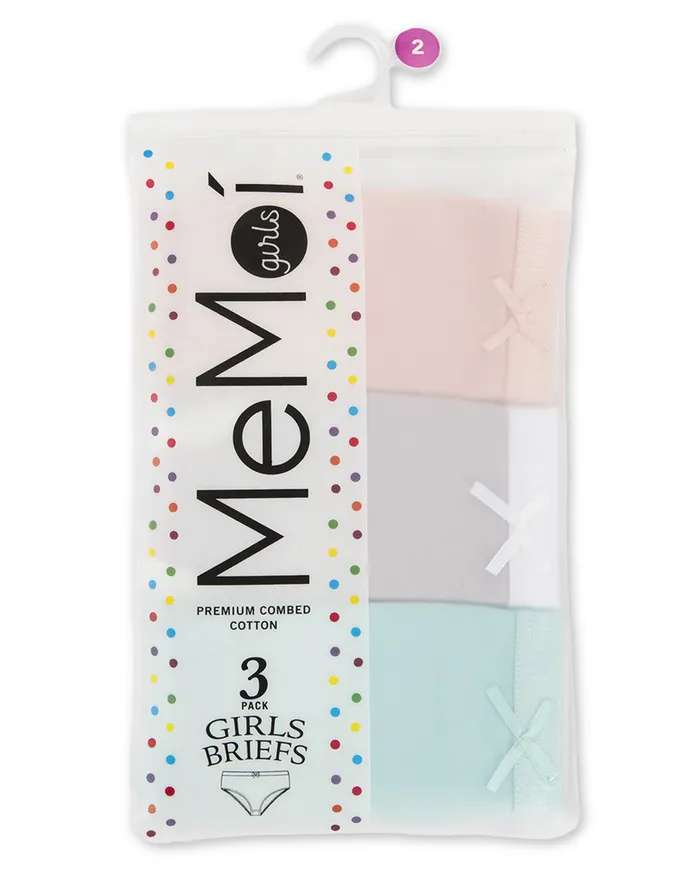 Memoi Earrings Memoi Girls Solid Panties 3Pack MKU1001