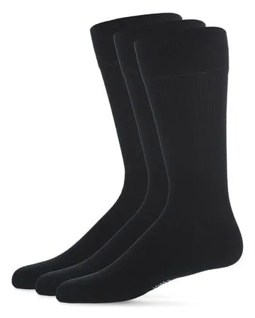 Memoi Mens Mercerized Cotton ThinRibbed Dress Socks 3pack Black MM471 Memoi Rings