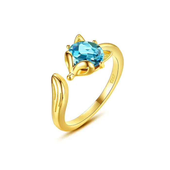 Mystic Flavia 18 K Celestial Azure Crest Silver Ring Rings