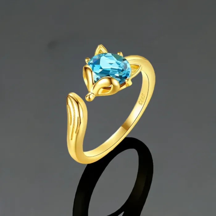 Mystic Flavia 18 K Celestial Azure Crest Silver Ring Rings
