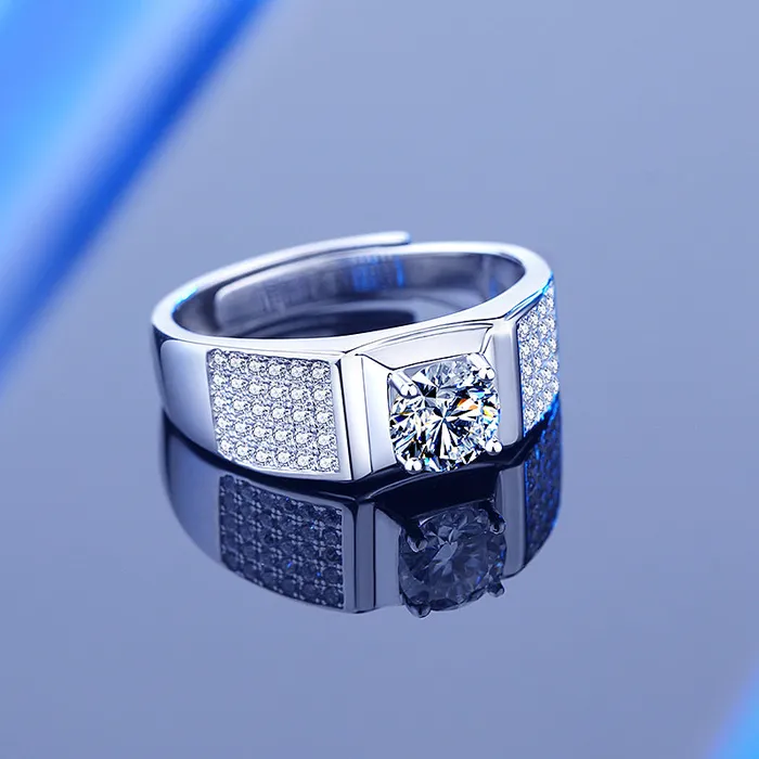 Mystic Flavia Rings Lincoln Plush MOISSANITE Adjustable Silver Ring