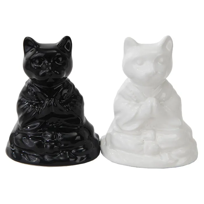 PACIFIC GIFTWARE Buddha Cats Salt and Pepper Shaker Set Earrings
