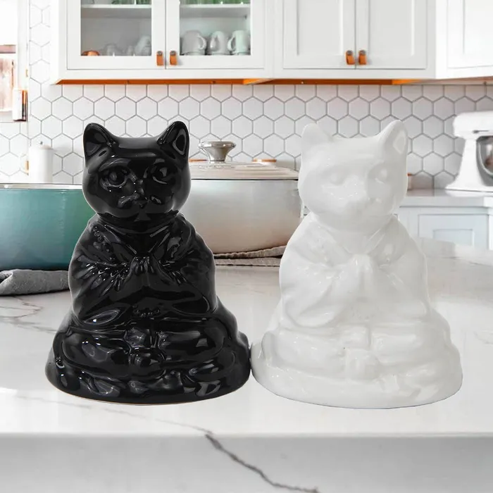 PACIFIC GIFTWARE Buddha Cats Salt and Pepper Shaker Set Earrings
