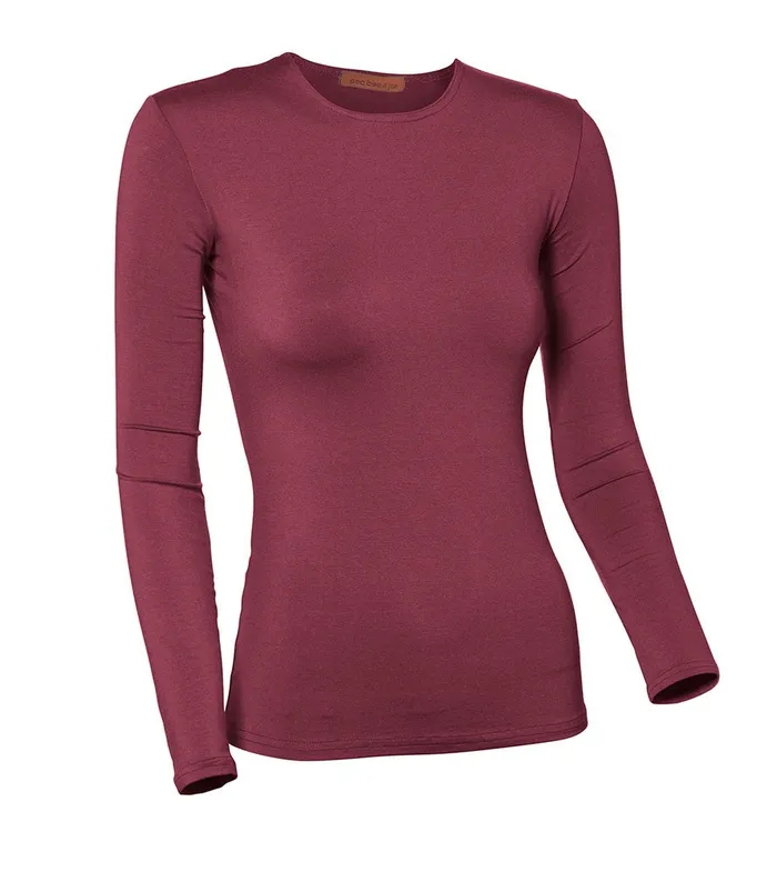 PBJ Ladies Modal Long Sleeve Shell Raspberry Pea Bee Jae Earrings