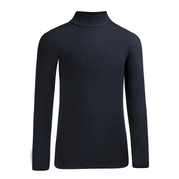 Pea Bee Jae Earrings PBJ Girls Ribbed Long Sleeve Mock Turtleneck Ink