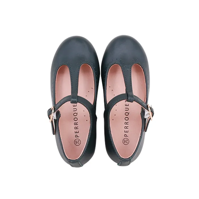 Perroquet Shoes Perroquet Girls Leather TStrap Mary Janes Green Earrings