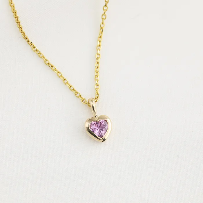 Pink Sapphire 35mm Heart Charm 14K Gold Envero Jewelry Earrings Pink Sapphire 35mm Heart Charm 14K Gold Envero Jewelry Earrings