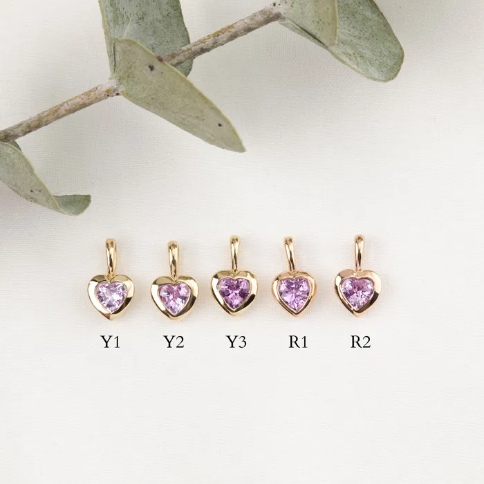 Pink Sapphire 35mm Heart Charm 14K Gold Envero Jewelry Earrings Pink Sapphire 35mm Heart Charm 14K Gold Envero Jewelry Earrings