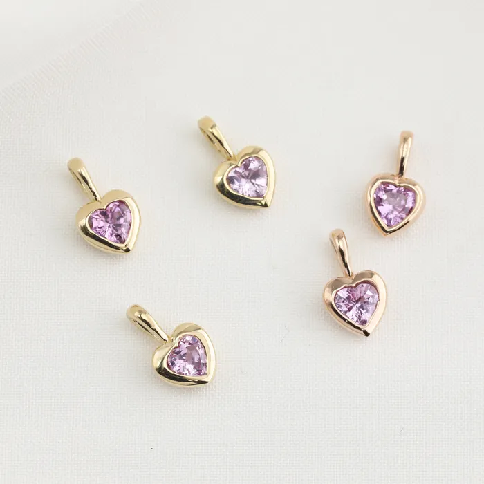 Pink Sapphire 35mm Heart Charm 14K Gold Envero Jewelry Earrings Pink Sapphire 35mm Heart Charm 14K Gold Envero Jewelry Earrings