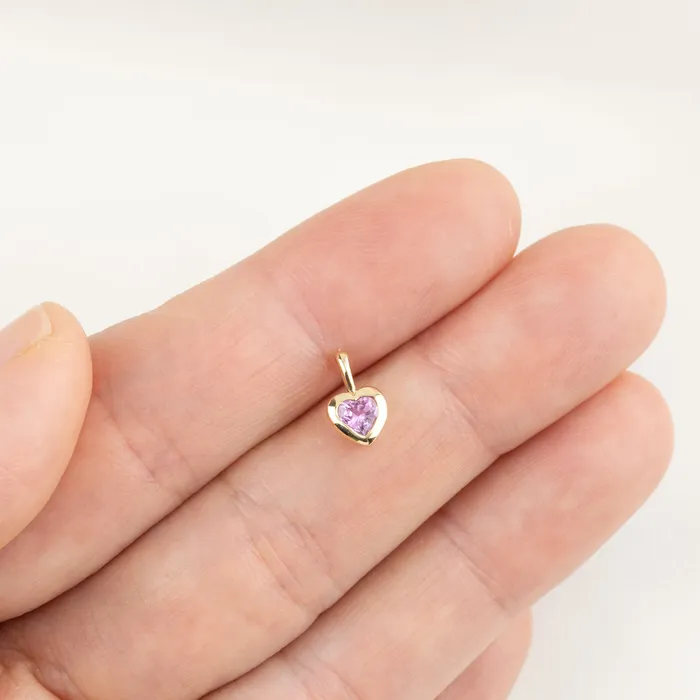 Pink Sapphire 35mm Heart Charm 14K Gold Envero Jewelry Earrings Pink Sapphire 35mm Heart Charm 14K Gold Envero Jewelry Earrings
