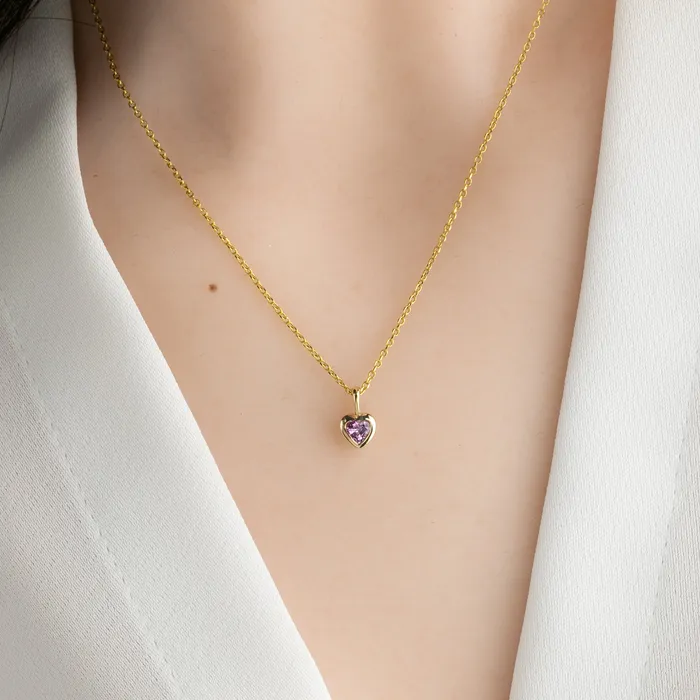 Pink Sapphire 35mm Heart Charm 14K Gold Envero Jewelry Earrings Pink Sapphire 35mm Heart Charm 14K Gold Envero Jewelry Earrings