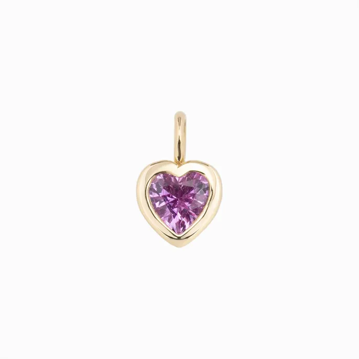 Pink Sapphire Heart Charm 14K Gold Envero Jewelry Earrings