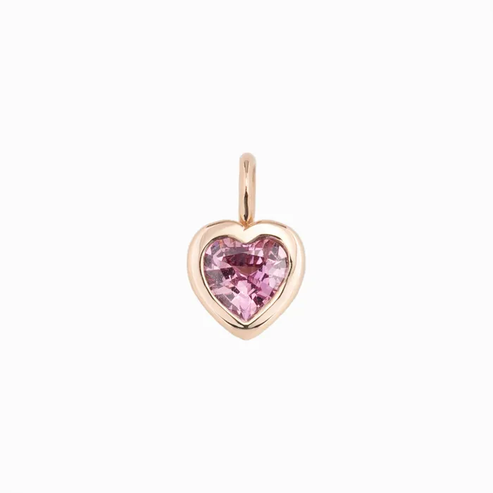 Pink Sapphire Heart Charm 14K Gold Envero Jewelry Earrings Pink Sapphire Heart Charm 14K Gold Envero Jewelry Earrings