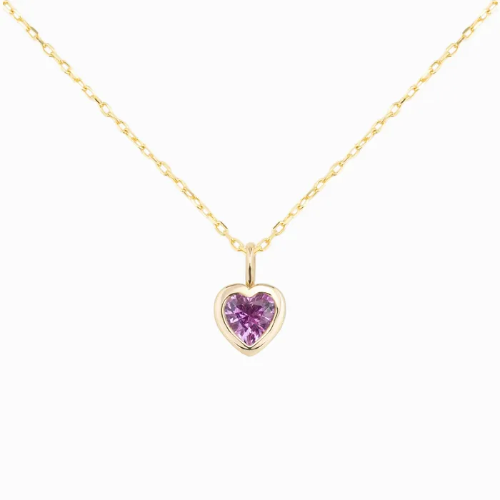 Pink Sapphire Heart Charm 14K Gold Envero Jewelry Earrings Pink Sapphire Heart Charm 14K Gold Envero Jewelry Earrings