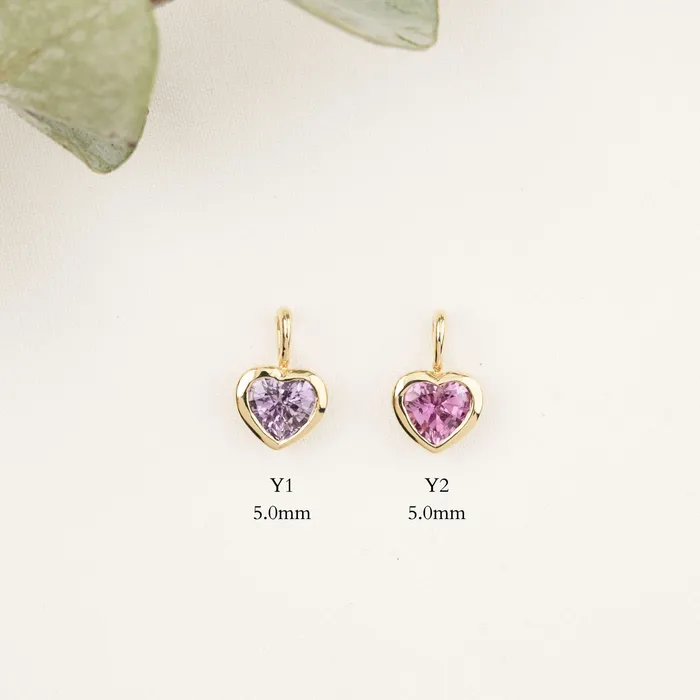 Pink Sapphire Heart Charm 14K Gold Envero Jewelry Earrings Pink Sapphire Heart Charm 14K Gold Envero Jewelry Earrings