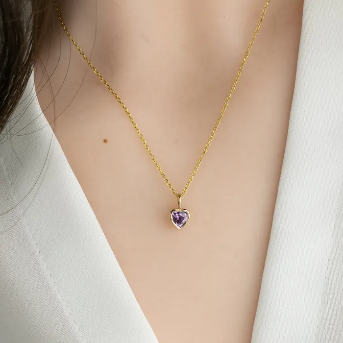 Pink Sapphire Heart Charm 14K Gold Envero Jewelry Earrings Pink Sapphire Heart Charm 14K Gold Envero Jewelry Earrings