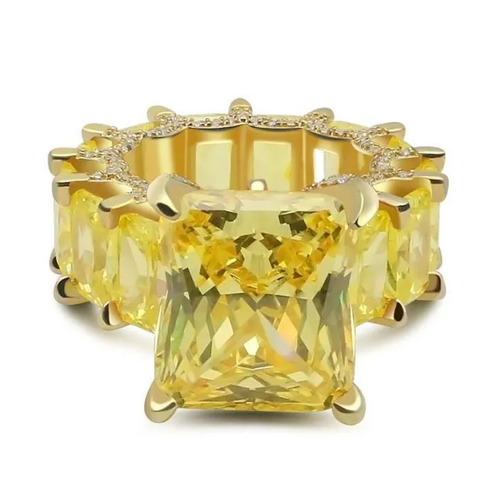Radiant Cut Golden Tone Party Engagement Ring Shineofdiamond Rings