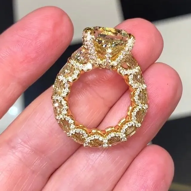 Radiant Cut Golden Tone Party Engagement Ring Shineofdiamond Rings