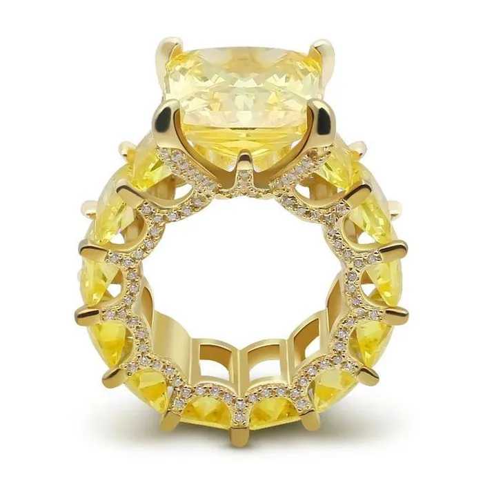 Radiant Cut Golden Tone Party Engagement Ring Shineofdiamond Rings